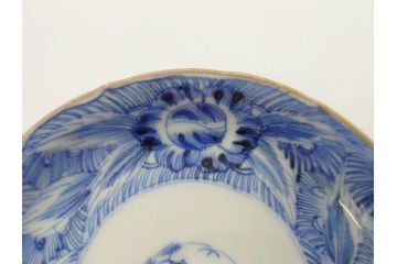 江戸期　伊万里　染付　線描　花唐草　松竹梅文　約10cm　3.3寸　一筆一筆丁寧な職人の絵付けが見事な小皿5枚セット(和皿、和食器、三寸三分)(R-073121)
