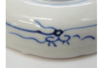 江戸期　伊万里　染付　線描　花唐草　松竹梅文　約10cm　3.3寸　一筆一筆丁寧な職人の絵付けが見事な小皿5枚セット(和皿、和食器、三寸三分)(R-073121)