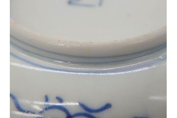 江戸期　伊万里　染付　線描　花唐草　松竹梅文　約10cm　3.3寸　一筆一筆丁寧な職人の絵付けが見事な小皿5枚セット(和皿、和食器、三寸三分)(R-073121)