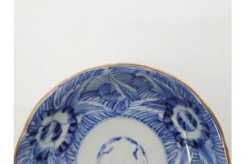 江戸期　伊万里　染付　線描　花唐草　松竹梅文　約10cm　3.2寸　一筆一筆丁寧な職人の絵付けが見事な小皿5枚セット(和皿、和食器、三寸二分)(R-073122)
