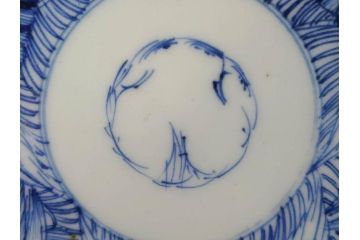 江戸期　伊万里　染付　線描　花唐草　松竹梅文　約10cm　3.2寸　一筆一筆丁寧な職人の絵付けが見事な小皿5枚セット(和皿、和食器、三寸二分)(R-073122)