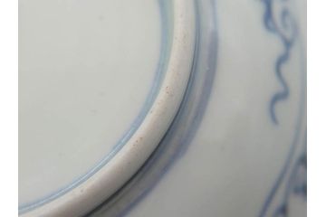 江戸期　伊万里　染付　線描　花唐草　松竹梅文　約10cm　3.2寸　一筆一筆丁寧な職人の絵付けが見事な小皿5枚セット(和皿、和食器、三寸二分)(R-073122)