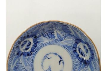 江戸期　伊万里　染付　線描　花唐草　松竹梅文　約10cm　3.2寸　一筆一筆丁寧な職人の絵付けが見事な小皿5枚セット(和皿、和食器、三寸二分)(R-073123)