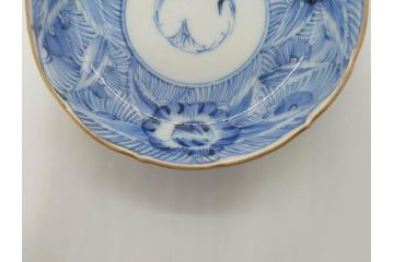 江戸期　伊万里　染付　線描　花唐草　松竹梅文　約10cm　3.2寸　一筆一筆丁寧な職人の絵付けが見事な小皿5枚セット(和皿、和食器、三寸二分)(R-073123)