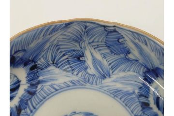 江戸期　伊万里　染付　線描　花唐草　松竹梅文　約10cm　3.2寸　一筆一筆丁寧な職人の絵付けが見事な小皿5枚セット(和皿、和食器、三寸二分)(R-073123)