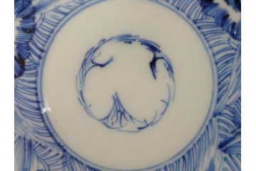 江戸期　伊万里　染付　線描　花唐草　松竹梅文　約10cm　3.2寸　一筆一筆丁寧な職人の絵付けが見事な小皿5枚セット(和皿、和食器、三寸二分)(R-073123)