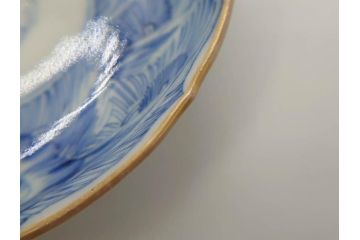 江戸期　伊万里　染付　線描　花唐草　松竹梅文　約10cm　3.2寸　一筆一筆丁寧な職人の絵付けが見事な小皿5枚セット(和皿、和食器、三寸二分)(R-073123)