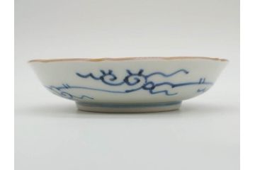 江戸期　伊万里　染付　線描　花唐草　松竹梅文　約10cm　3.2寸　一筆一筆丁寧な職人の絵付けが見事な小皿5枚セット(和皿、和食器、三寸二分)(R-073123)