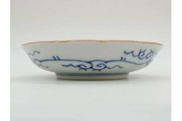 江戸期　伊万里　染付　線描　花唐草　松竹梅文　約10cm　3.2寸　一筆一筆丁寧な職人の絵付けが見事な小皿5枚セット(和皿、和食器、三寸二分)(R-073123)