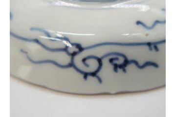 江戸期　伊万里　染付　線描　花唐草　松竹梅文　約10cm　3.2寸　一筆一筆丁寧な職人の絵付けが見事な小皿5枚セット(和皿、和食器、三寸二分)(R-073123)