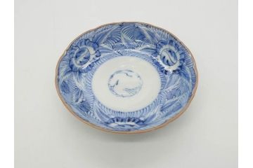江戸期　伊万里　染付　線描　花唐草　松竹梅文　約10cm　3.2寸　一筆一筆丁寧な職人の絵付けが見事な小皿5枚セット(和皿、和食器、三寸二分)(R-073124)