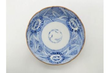 江戸期　伊万里　染付　線描　花唐草　松竹梅文　約10cm　3.2寸　一筆一筆丁寧な職人の絵付けが見事な小皿5枚セット(和皿、和食器、三寸二分)(R-073124)