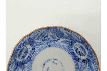 江戸期　伊万里　染付　線描　花唐草　松竹梅文　約10cm　3.2寸　一筆一筆丁寧な職人の絵付けが見事な小皿5枚セット(和皿、和食器、三寸二分)(R-073124)
