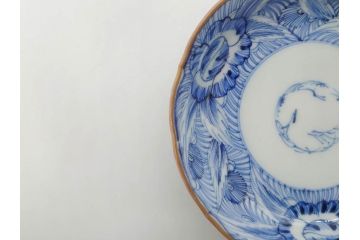 江戸期　伊万里　染付　線描　花唐草　松竹梅文　約10cm　3.2寸　一筆一筆丁寧な職人の絵付けが見事な小皿5枚セット(和皿、和食器、三寸二分)(R-073124)