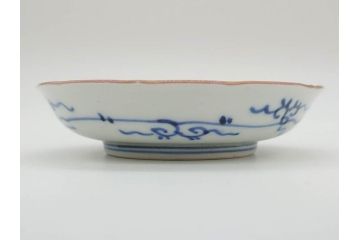 江戸期　伊万里　染付　線描　花唐草　松竹梅文　約10cm　3.2寸　一筆一筆丁寧な職人の絵付けが見事な小皿5枚セット(和皿、和食器、三寸二分)(R-073124)