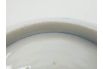 江戸期　伊万里　染付　線描　花唐草　松竹梅文　約10cm　3.2寸　一筆一筆丁寧な職人の絵付けが見事な小皿5枚セット(和皿、和食器、三寸二分)(R-073124)