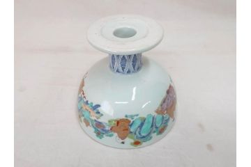 江戸期　安政七年　色絵　染付　上品な和の趣を感じる盃洗(杯洗、フルーツボウル、コンポート、人物、唐子、男女、和食器)(R-073125)