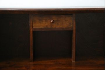 中古　美品　松本民芸家具　希少モデル　格子模様が特徴的なK型ライティングビューロー(ワークデスク、簿記机、収納棚、戸棚、在宅用、在宅ワーク用)(R-073161)