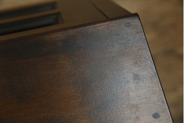 中古　美品　松本民芸家具　希少モデル　格子模様が特徴的なK型ライティングビューロー(ワークデスク、簿記机、収納棚、戸棚、在宅用、在宅ワーク用)(R-073161)