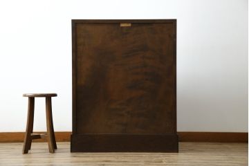 中古　美品　松本民芸家具　希少モデル　格子模様が特徴的なK型ライティングビューロー(ワークデスク、簿記机、収納棚、戸棚、在宅用、在宅ワーク用)(R-073161)