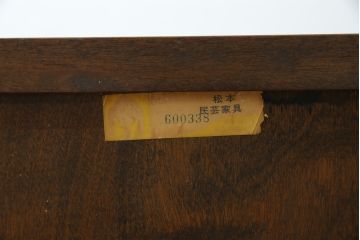 中古　美品　松本民芸家具　希少モデル　格子模様が特徴的なK型ライティングビューロー(ワークデスク、簿記机、収納棚、戸棚、在宅用、在宅ワーク用)(R-073161)
