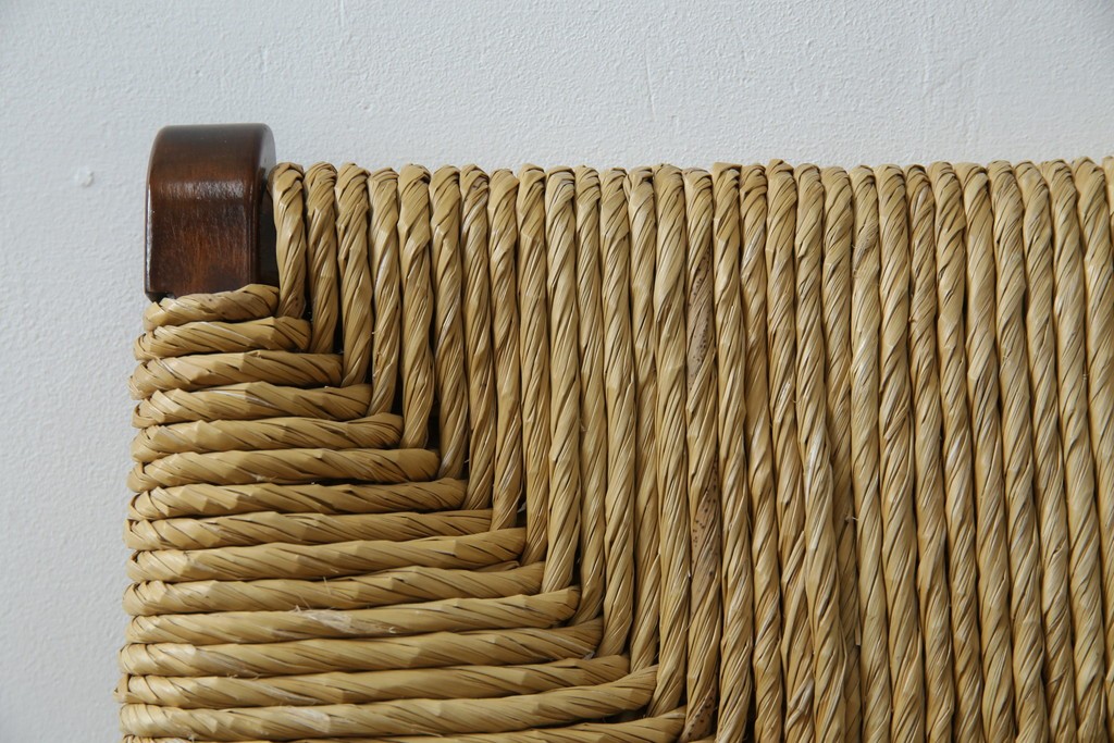 中古　美品　松本民芸家具　#521L型　アジアンテイストの空間づくりにおすすめのラッシアームチェア　定価約19万円相当　(R-073166)