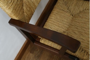 中古　美品　松本民芸家具　#521L型　アジアンテイストの空間づくりにおすすめのラッシアームチェア　定価約19万円相当　(R-073166)