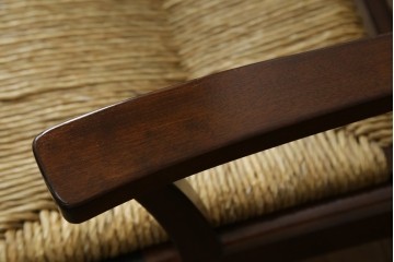 中古　美品　松本民芸家具　#521L型　アジアンテイストの空間づくりにおすすめのラッシアームチェア　定価約19万円相当　(R-073166)