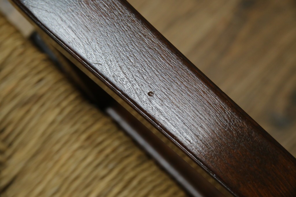 中古　美品　松本民芸家具　#521L型　アジアンテイストの空間づくりにおすすめのラッシアームチェア　定価約19万円相当　(R-073166)