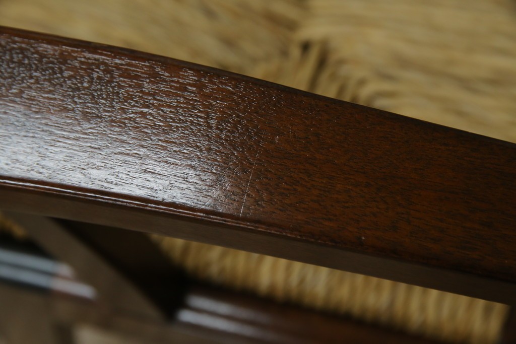 中古　美品　松本民芸家具　#521L型　アジアンテイストの空間づくりにおすすめのラッシアームチェア　定価約19万円相当　(R-073166)