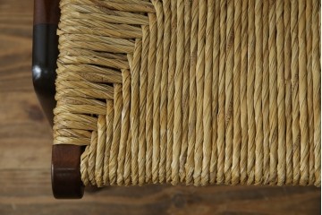 中古　美品　松本民芸家具　#521L型　アジアンテイストの空間づくりにおすすめのラッシアームチェア　定価約19万円相当　(R-073166)