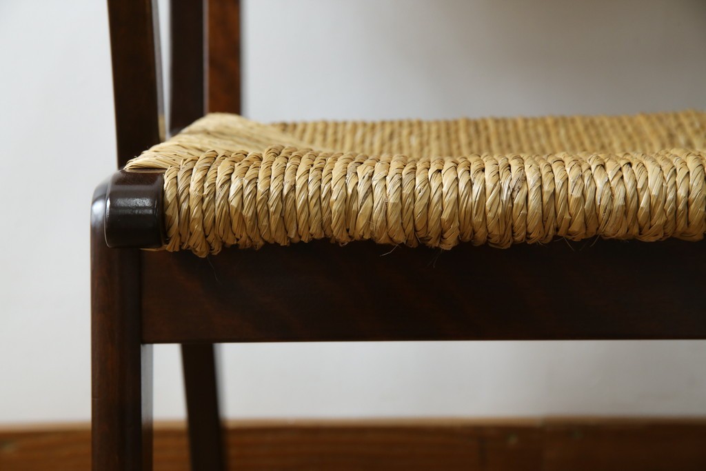 中古　美品　松本民芸家具　#521L型　アジアンテイストの空間づくりにおすすめのラッシアームチェア　定価約19万円相当　(R-073166)