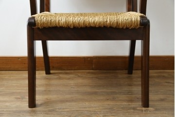 中古　美品　松本民芸家具　#521L型　アジアンテイストの空間づくりにおすすめのラッシアームチェア　定価約19万円相当　(R-073166)