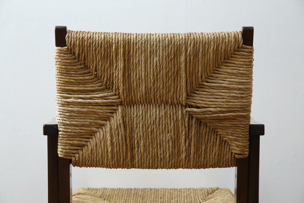 中古　美品　松本民芸家具　#521L型　アジアンテイストの空間づくりにおすすめのラッシアームチェア　定価約19万円相当　(R-073166)