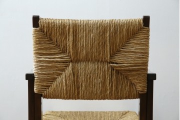 中古　美品　松本民芸家具　#521L型　アジアンテイストの空間づくりにおすすめのラッシアームチェア　定価約19万円相当　(R-073166)