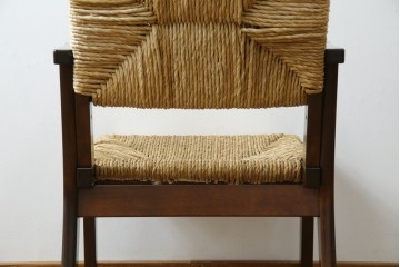 中古　美品　松本民芸家具　#521L型　アジアンテイストの空間づくりにおすすめのラッシアームチェア　定価約19万円相当　(R-073166)