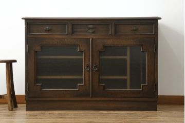 和製ビンテージ　永田良介商店　収納力抜群!!レトロな雰囲気漂うキッチンサイドボード(キッチンキャビネット、収納棚、戸棚、ヴィンテージ)(R-073167)