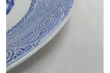 太明成化年製　古伊万里　染付　蛸唐草文　松竹梅図　1尺5寸皿　約46cm　繊細な美しい絵付けに魅了される大皿(一尺五寸、和食器、和皿)(R-073179)