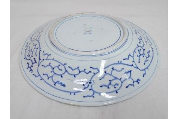 太明成化年製　古伊万里　染付　蛸唐草文　松竹梅図　1尺5寸皿　約46cm　繊細な美しい絵付けに魅了される大皿(一尺五寸、和食器、和皿)(R-073179)