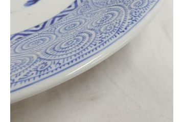 太明成化年製　古伊万里　染付　蛸唐草文　松竹梅図　1尺3寸皿　約42cm　繊細な美しい絵付けに魅了される大皿(一尺三寸、和食器、和皿)(R-073180)