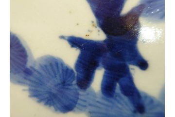 太明成化年製　古伊万里　染付　蛸唐草文　松竹梅図　1尺3寸皿　約42cm　繊細な美しい絵付けに魅了される大皿(一尺三寸、和食器、和皿)(R-073180)
