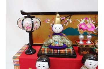 ビンテージ　木目込み人形　十五人揃　細部まで職人のこだわりを感じる可愛らしい五段雛飾り(雛人形、ひな人形、雛壇、段飾、置物、ケース付、ヴィンテージ)(R-073182)