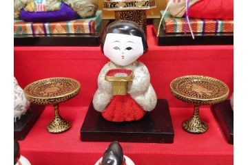 ビンテージ　木目込み人形　十五人揃　細部まで職人のこだわりを感じる可愛らしい五段雛飾り(雛人形、ひな人形、雛壇、段飾、置物、ケース付、ヴィンテージ)(R-073182)