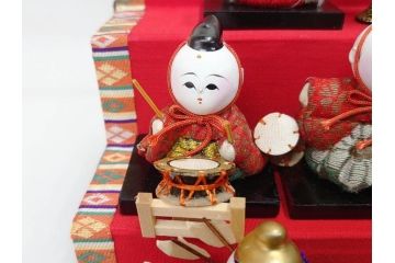 ビンテージ　木目込み人形　十五人揃　細部まで職人のこだわりを感じる可愛らしい五段雛飾り(雛人形、ひな人形、雛壇、段飾、置物、ケース付、ヴィンテージ)(R-073182)