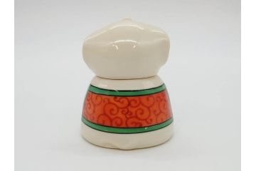 稀少　オールドノリタケ　NORITAKE　ヤジロベー印　ゾウ　丸いフォルムが可愛らしいインクポット(意匠登録出願中、日本陶器、インク壺、インクウェル、象、ぞう、動物、小物入れ、置物、瓶)(R-073185)
