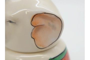 稀少　オールドノリタケ　NORITAKE　ヤジロベー印　ゾウ　丸いフォルムが可愛らしいインクポット(意匠登録出願中、日本陶器、インク壺、インクウェル、象、ぞう、動物、小物入れ、置物、瓶)(R-073185)