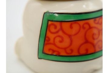 稀少　オールドノリタケ　NORITAKE　ヤジロベー印　ゾウ　丸いフォルムが可愛らしいインクポット(意匠登録出願中、日本陶器、インク壺、インクウェル、象、ぞう、動物、小物入れ、置物、瓶)(R-073185)