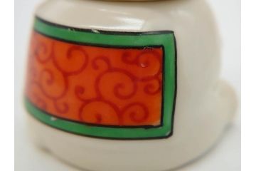 稀少　オールドノリタケ　NORITAKE　ヤジロベー印　ゾウ　丸いフォルムが可愛らしいインクポット(意匠登録出願中、日本陶器、インク壺、インクウェル、象、ぞう、動物、小物入れ、置物、瓶)(R-073185)