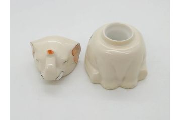 稀少　オールドノリタケ　NORITAKE　ヤジロベー印　ゾウ　丸いフォルムが可愛らしいインクポット(意匠登録出願中、日本陶器、インク壺、インクウェル、象、ぞう、動物、小物入れ、置物、瓶)(R-073185)