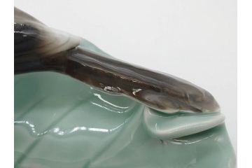 深川製　オールド深川　柿に尾長　細部まで凝ったつくりが魅力的な菓子皿(鳥、菓子器、小物入れ、和皿)(R-073186)